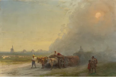 ""Les chariots de boeufs dans la steppe ukrainienne"" (Carros de bueyes en la estepa ucraniana)
