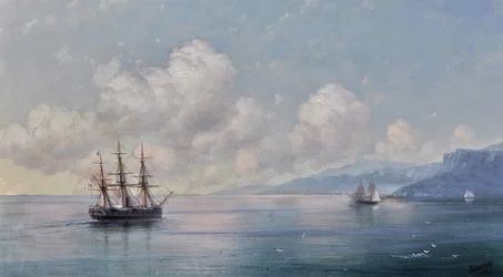 Barco frente a la costa de Crimea