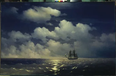El encuentro del bergantín Mercury tras derrotar a dos barcos turcos de la escuadra rusa par Aivazovsky, Ivan Konstantinovich (1817-1900)