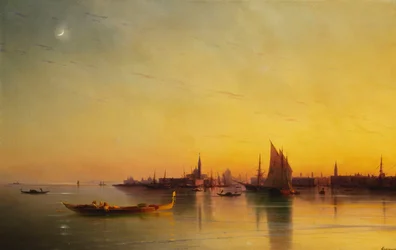 Venecia desde la laguna al atardecer
