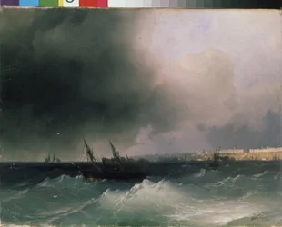 Vista de Odessa desde el mar (Ucrania). Pintura de Ivan Konstantinovich Aivazovsky (1817-1900). Óleo sobre lienzo, 45 x 58 cm