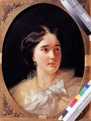 Retrato de la condesa D. Olsufyeva (1836-?). Pintura de Ivan Kosmich Makarov (1822-1897), óleo sobre lienzo
