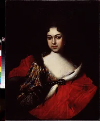 Retrato de la emperatriz Praskovia Ivanovna (1694-1731), sobrina de Pierre I Le Grand (1672-1725) e hija de Ivan V (1666-1696). (Retrato de Tzarevna Praskovya Ivanovna, sobrina de Pedro el Grande). Pintura de Ivan Nikitich Nikitin (Nikitine) (vers 1680-apr
