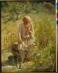 Apicultor - Pintura de Ivan Nikolayevich Kramskoi (1837-1887), óleo sobre lienzo