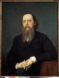 Retrato del escritor Mikhail Saltykov-Shchedrin (Saltykov Shchedrin, Saltykov-Shchedrin, Saltykov Shchedrin) (1826-1889) (Retrato del autor M. Saltykov Shchedrin). Pintura de Ivan Nikolayevich Kramskoi (1837-1887), óleo sobre lienzo