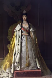 Álbum de Coronación del Zar Alejandro III de Rusia (1845-1894) y la Emperatriz María Feodorovna (Dagmar de Dinamarca) (1847-1928) - Retrato de Coronación de la Emperatriz María Feodorovna, Princesa Dagmar de Dinamarca (Del Álbum de Coronación) por Ivan Nik