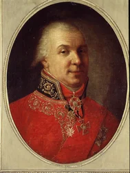 Retrato del poeta Gavrill R. Derzhavin (Gavril o Gavrila Derzhavin) (1743-1816) (Retrato del poeta Gavrill R.Derzhavin). Pintura de Ivan Petrovich Argunov (Argunov) (1729-1802). Óleo sobre lienzo, 61 x 50 cm, anterior a 1801. Arte ruso, retrato del siglo X
