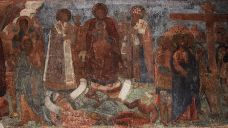 Fresco en la Catedral de Nuestra Señora del Signo, Novgorod, principios del siglo XVIII