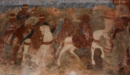 Fresco en la Catedral de Nuestra Señora del Signo, Novgorod, principios del siglo XVIII