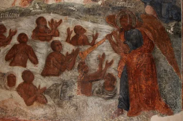 Fresco en la Catedral de Nuestra Señora del Signo, Novgorod, principios del siglo XVIII