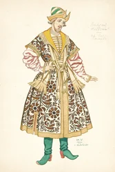 Diseño de vestuario para la ópera La novia del zar de N. Rimsky-Korsakov, 1930