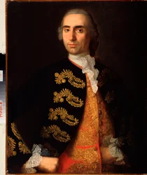 Retrato dYvan Kotsarev (Retrato de Ivan Kotsarev) - Pintura de Ivan Yakovlevich Vishnyakov (Vishnyakov) (1699-1761), huile sur toile