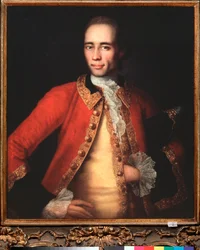 Retrato del autor y traductor M Begichev - Pintura de Ivan Yakovlevich Vishnyakov (Vishniakov) (1699-1761), óleo sobre lienzo
