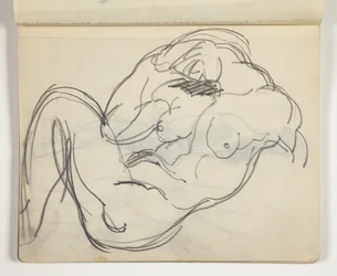 Figura desnuda reclinada de hombre o mujer; posiblemente estudio de escultura clásica