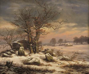 Paisaje de invierno cerca de Vordingborg, Dinamarca