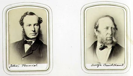 Retratos de Sir John Tenniel (1820-1914) y George Cruikshank (1792-1878) c.1860