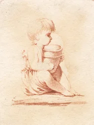 Un niño pequeño sentado