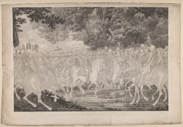 Federico el Grande cabalgando de regreso después de una revista en Potsdam