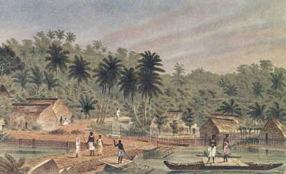 Pueblo de Ngaloa, Kandan, Fiji, de At Anchor por J.J. Wild