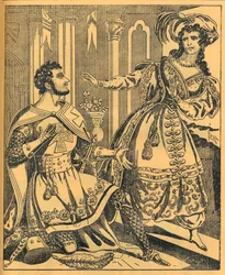 Ivanhoe: Sir Brian de Bois Guilbert y Rebecca, siglo XIX