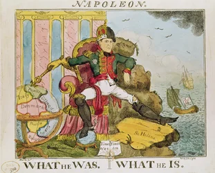 «Lo que fue. Lo que es», caricatura de Napoleón (1769-1821), publicada por S. Knight