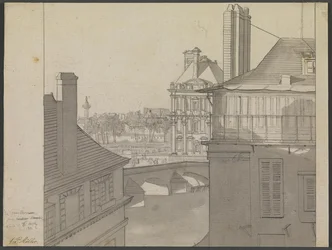 Vista desde el Apartamento de J.P. Møller en el Hotel d’Irlande, Rue de Beaune no. 3, a través del Sena hacia las Tullerías y Rue de Rivoli, 6 de Marzo de 1812