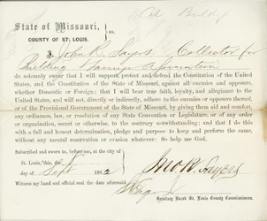 Juramento de lealtad de John R. Sayers de Missouri, Condado de St. Louis