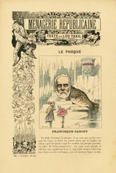 Ilustración de J. Blass (1847-1892) en Menagerie Republicaine Galería humorística de los principales personajes de la Tercera República