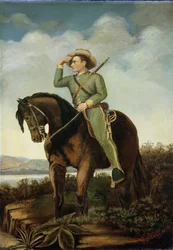 Un Explorador Confederado del General Turner Ashby en el Valle cerca de Luray y New Hacket