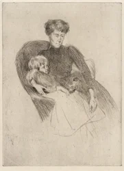 Mujer y niño, sentados (madre e hijo con juguete)