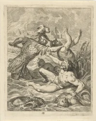 Aquiles lucha contra el dios del río Scamander Escenas de la vida de Aquiles (título de la serie) Vitam et mortem achilli (título de la serie)