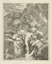 Tetis sumerge a Aquiles en la Estigia Escenas de la vida de Aquiles (título de la serie) Vitam et mortem achilli (título de la serie)