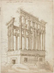 El "Palais Tutelle" cerca de Burdeos (pluma y tinta marrón con aguada marrón sobre papel verjurado)