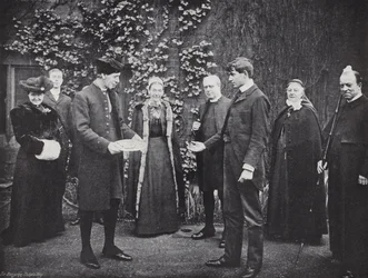 Lanzamiento de Panqueques en la Escuela de Westminster, el Victor recibiendo su Guinea