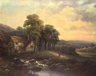 Cabaña al atardecer