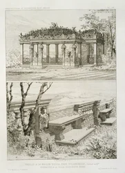 Pérgola de La Maison Rouge cerca de Villemomble, diseñada por Cordier, y terraza de la Villa Borghese, Roma