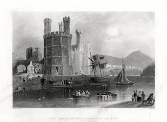 La Torre del Águila, Castillo de Carnarvon, Caernarfon, Gales del Norte, 1860