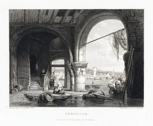 Vista de la isla de Torcello (Venecia, Italia). Grabado de James Charles Armytage (1820-1897) según Clarkson Stanfield (1793-1867)