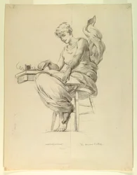 El código Morse, estudio para "La electricidad aplicada al comercio," Manufacturas y Edificio de Artes Liberales, Exposición Mundial Colombina, Chicago, IL