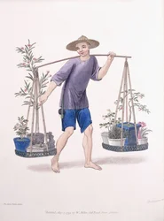 Un portero con árboles frutales y flores, c.1800-01