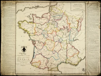 Un nuevo pasatiempo geográfico que muestra un recorrido completo por Francia, respetuosamente dedicado con permiso a la Muy Honorable Lady Georgiana Cavendish.