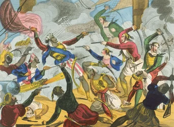 Los turcos atacan a los corsarios griegos