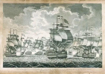Vista de la flota británica al mando del almirante Duncan
