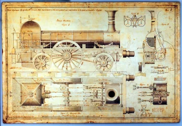 Locomotora de "caldera larga" de Stephenson, 1841