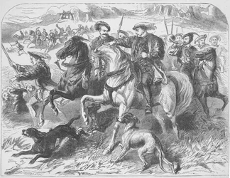 Enrique VIII en la cacería real en Epping Forest, la mañana de la ejecución de Ana Bolena (grabado)