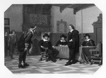 Una audiencia con el consejo de alcalde y concejales de Ámsterdam, 1653 c. 1870