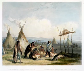 Andamio funerario de un jefe sioux cerca de Fort Pierre