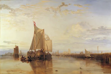 Dort o Dordrecht- El barco-paquete de Dort desde Rotterdam Becalmed