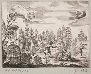 Ilustración de Adam Olearius, "Persianischer Rosenthal von einem Sinnreichen Poeten Schich Saadi [...]", Schleswig 1660