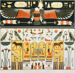 Mural de las Tumbas de los Reyes de Tebas, descubierto por G. Belzoni, placa 2 de `Placas Ilustrativas de las Investigaciones en Egipto y Nubia`, grabado por Charles Hullmandel 1820-22